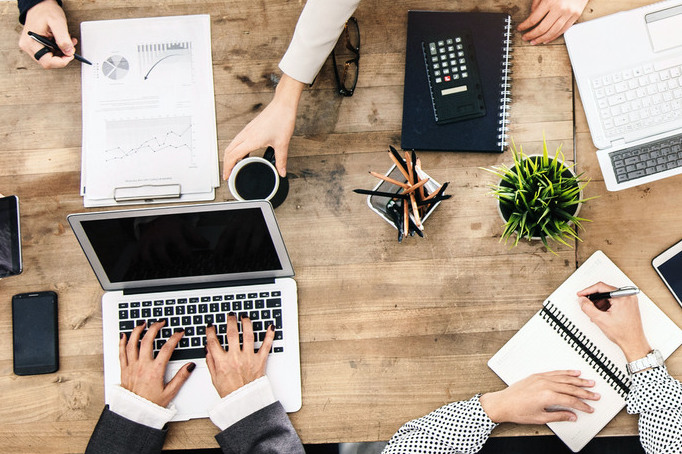 Group of business people working in office