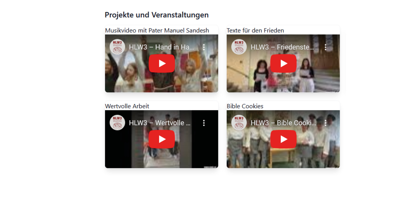 Projekt und Beiträge HLW3 / Screenshot youtube HLW3 St. Franziskus