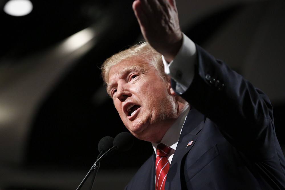 Donald Trump / Copyright 2016, KNA GmbH, www.kna.de, All Rights Reserved, Nancy Wiechec Donald Trump, US-amerikanischer Unternehmer, spricht bei einer Wahlkampfveranstaltung am 18. März 2016 in Phoenix.